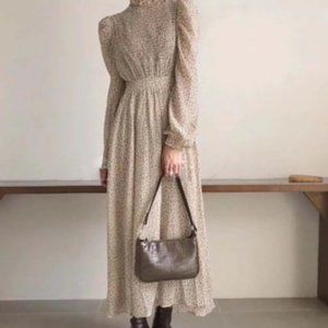 HziriP Palace Style Retro Chic 2021 Office Lady Elegant Print A-Line Floral Gent